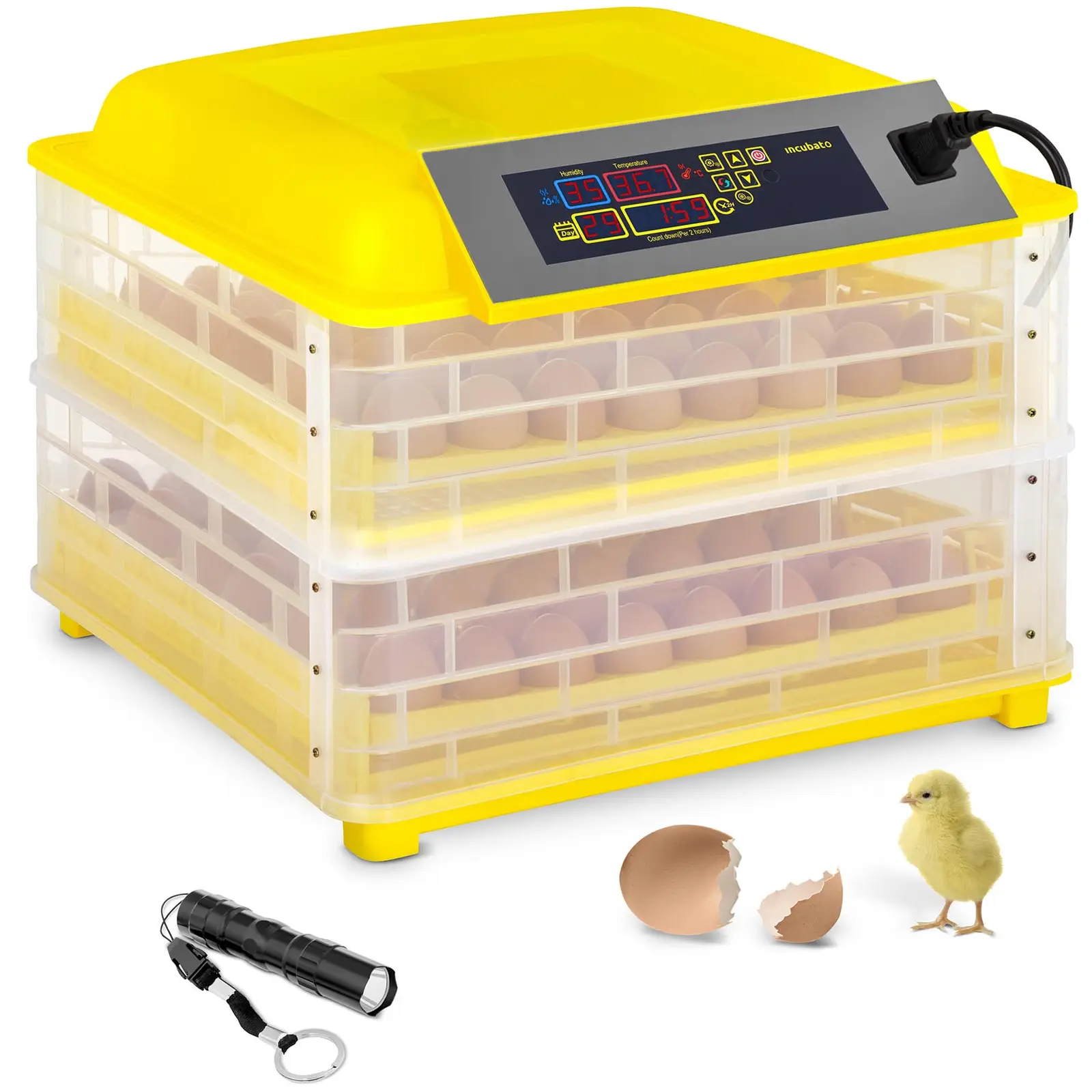 Inkubator za jaja - 112 jaja - uklj. svijećnjak za jaja - potpuno automatski