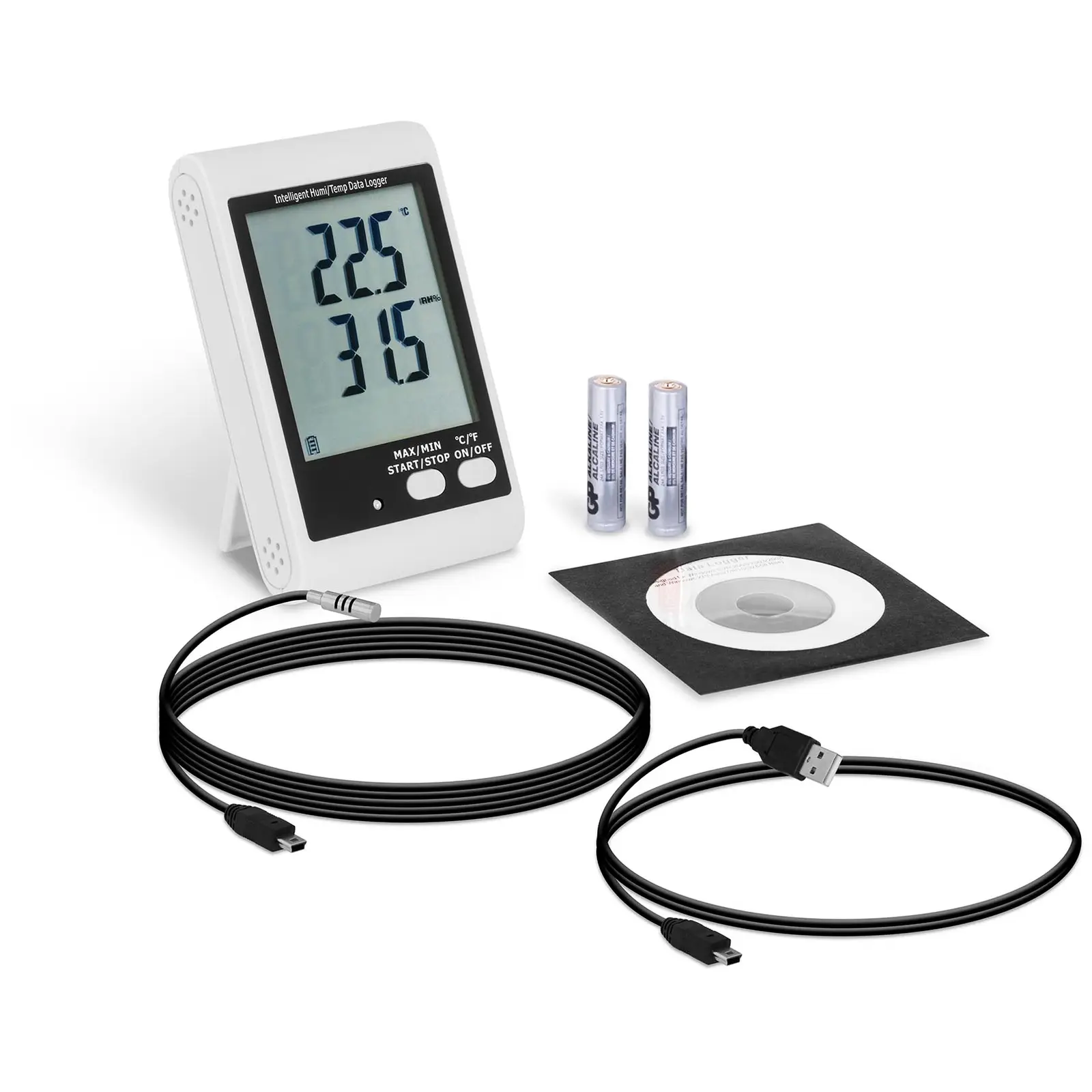 Registrator podataka o temperaturi i vlažnosti - LCD - (-40) do +125 °C - 0 do 100% rH - vanjski senzor
