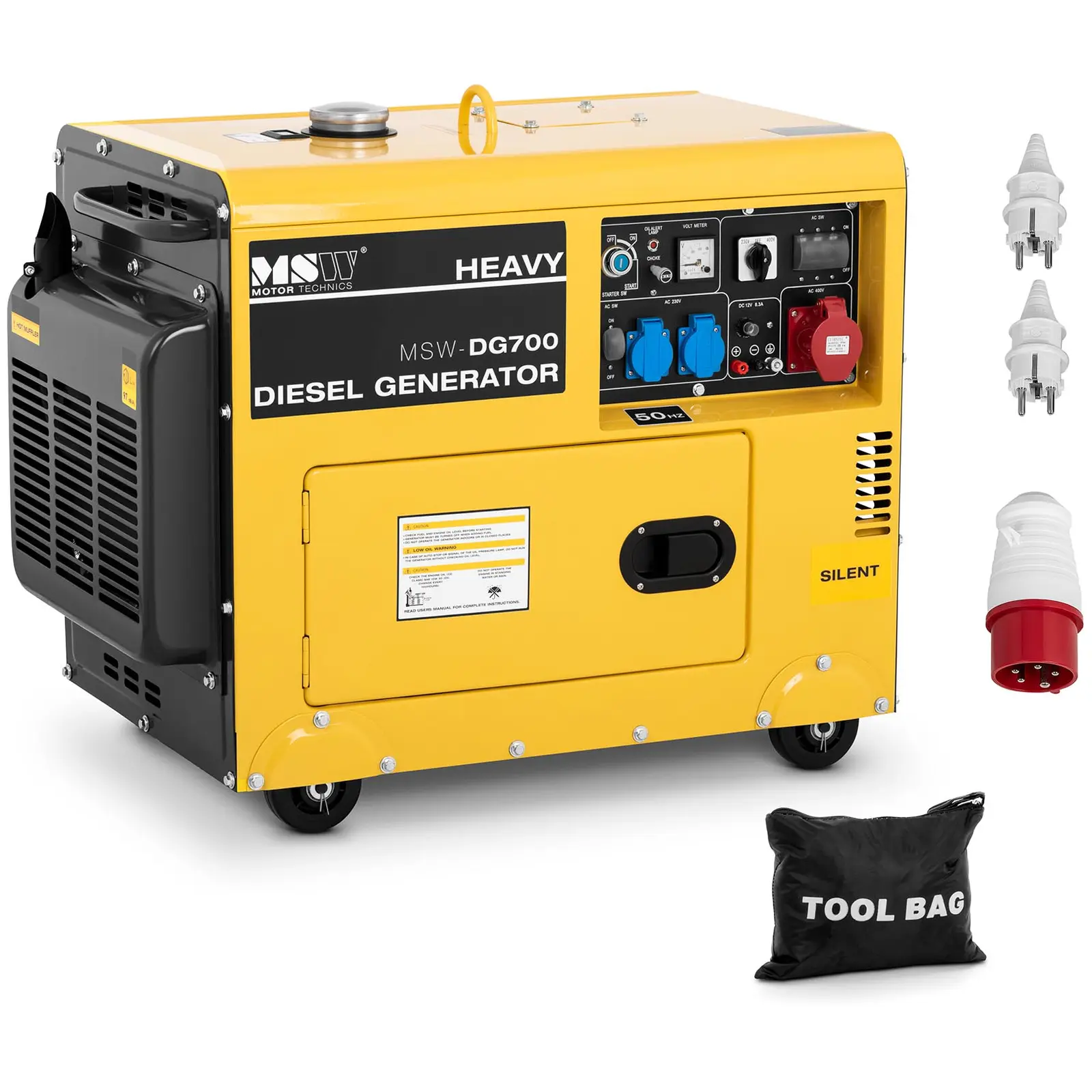 Generator za hitne slučajeve 3-fazni tihi dizel s električnim startom - 5500 W - 7 KS - spremnik 14,5 L - 230/400 V
