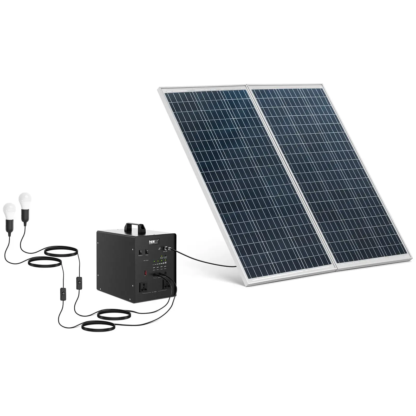 Solarna elektrana - 1000 W - 5 / 12 /230 V - 2 LED svjetla