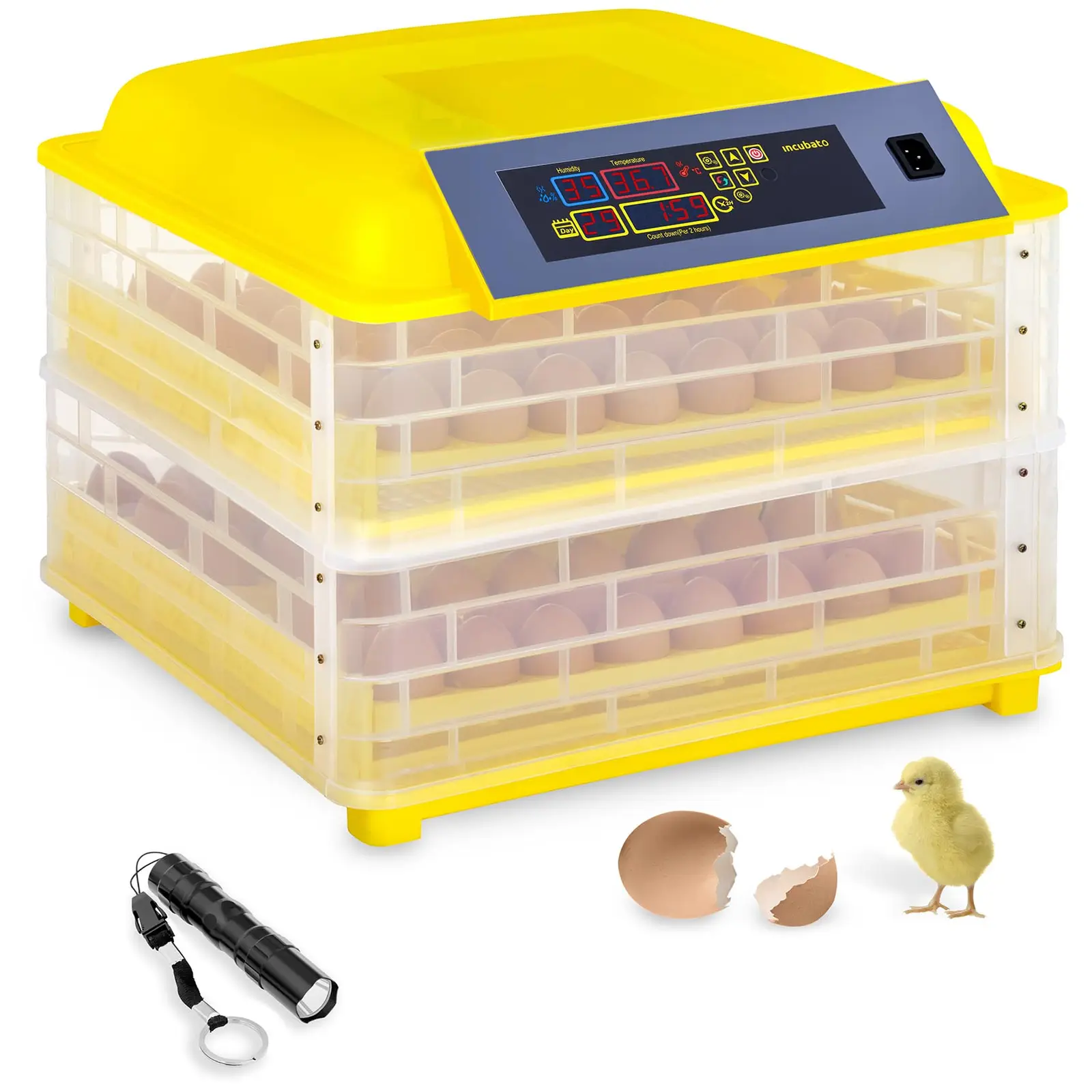 Inkubator za jaja - 96 jaja - uklj. Svijećnjak za jaja - potpuno automatski