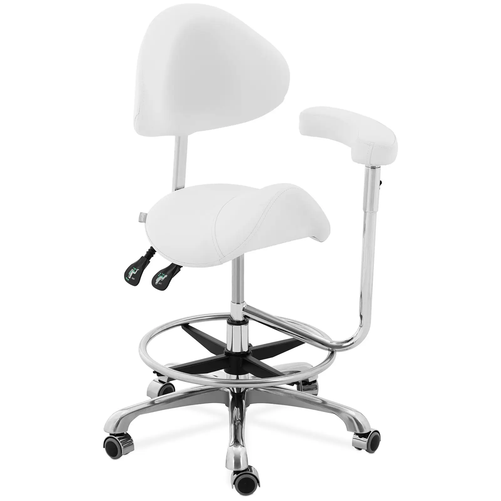 Stolica s naslonom za ruke - naslon za leđa i sjedalo podesivi po visini - 51 - 61 cm - 150 kg - Bijela