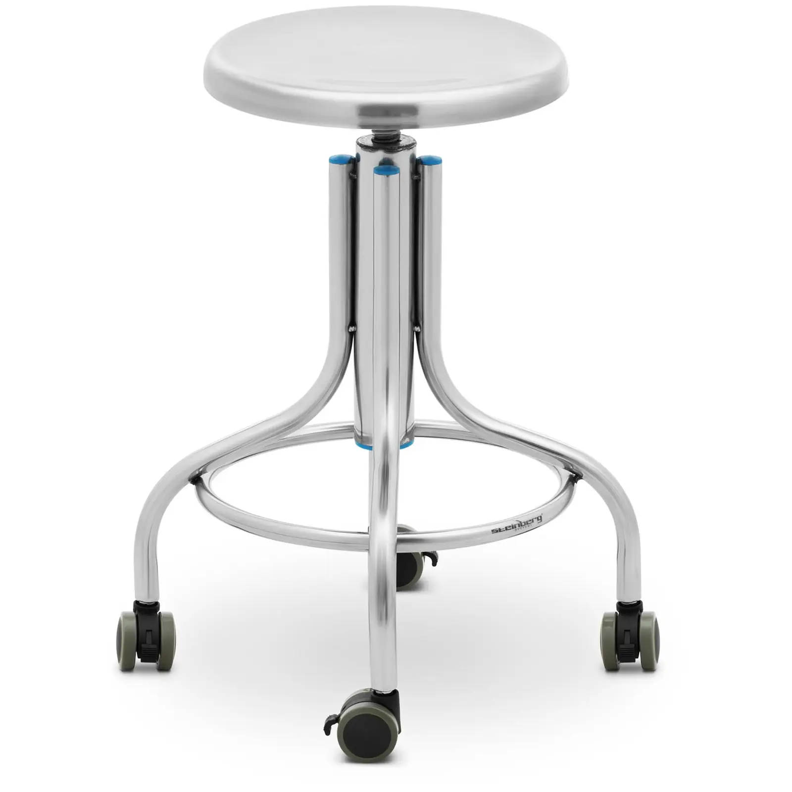 Laboratorijski stolac - na kotačićima - nehrđajući čelik - 100 kg