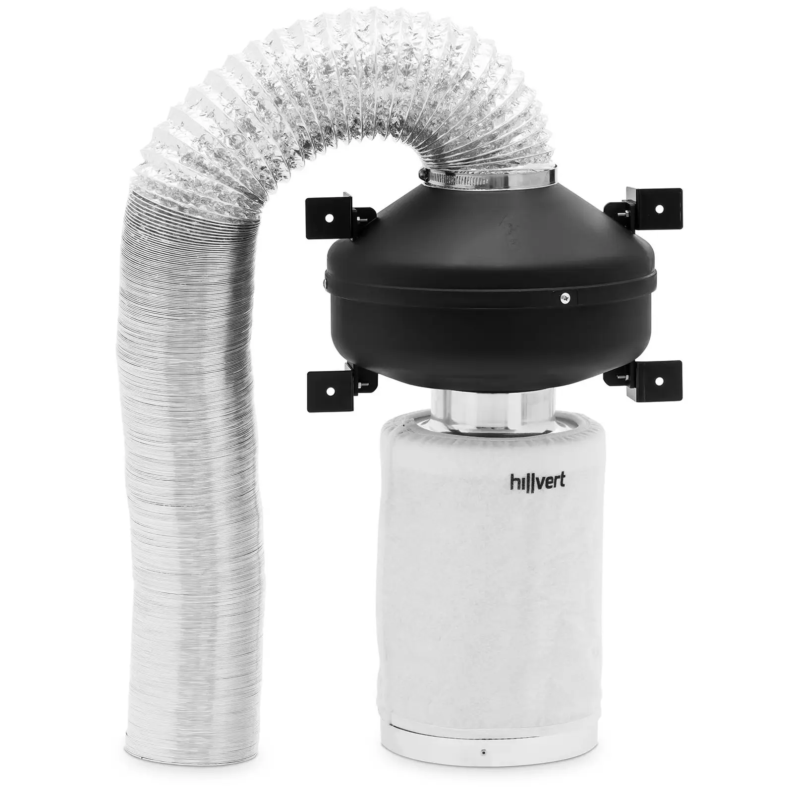 Set filtara za zrak - filtar s aktivnim ugljenom od 30 cm / odvodni ventilator / crijevo za ispuh zraka - 249,6 m³/h - izlaz Ø 100 mm
