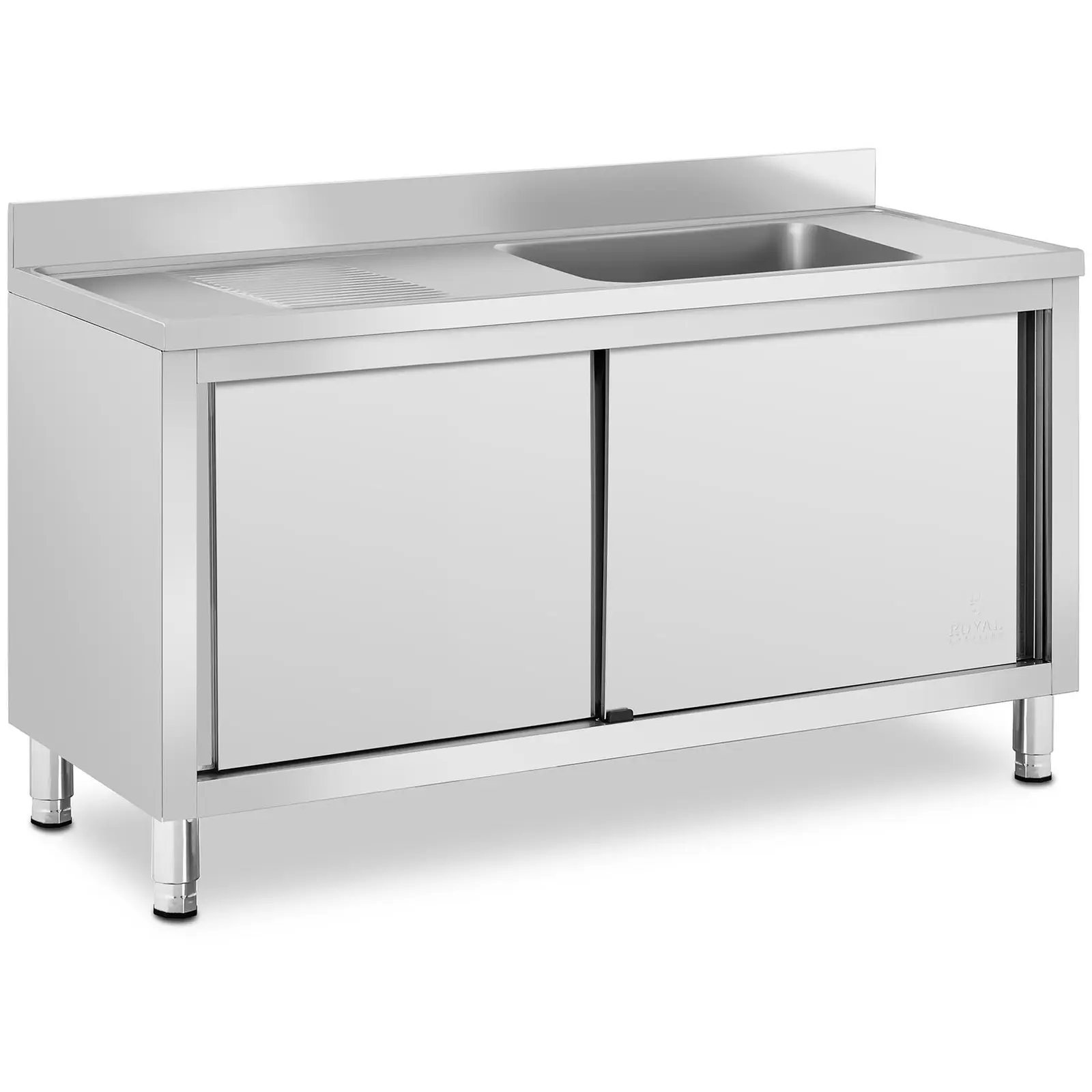 Komercijalni kuhinjski sudoper s elementom - 1 umivaonik - Royal Catering - Nehrđajući čelik - 500 x 400 x 240 mm