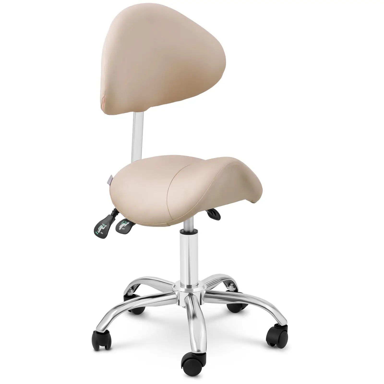 Sedlasta stolica - naslon za leđa i sjedalo podesivi po visini - 55 - 69 cm - 150 kg - krem, srebrna