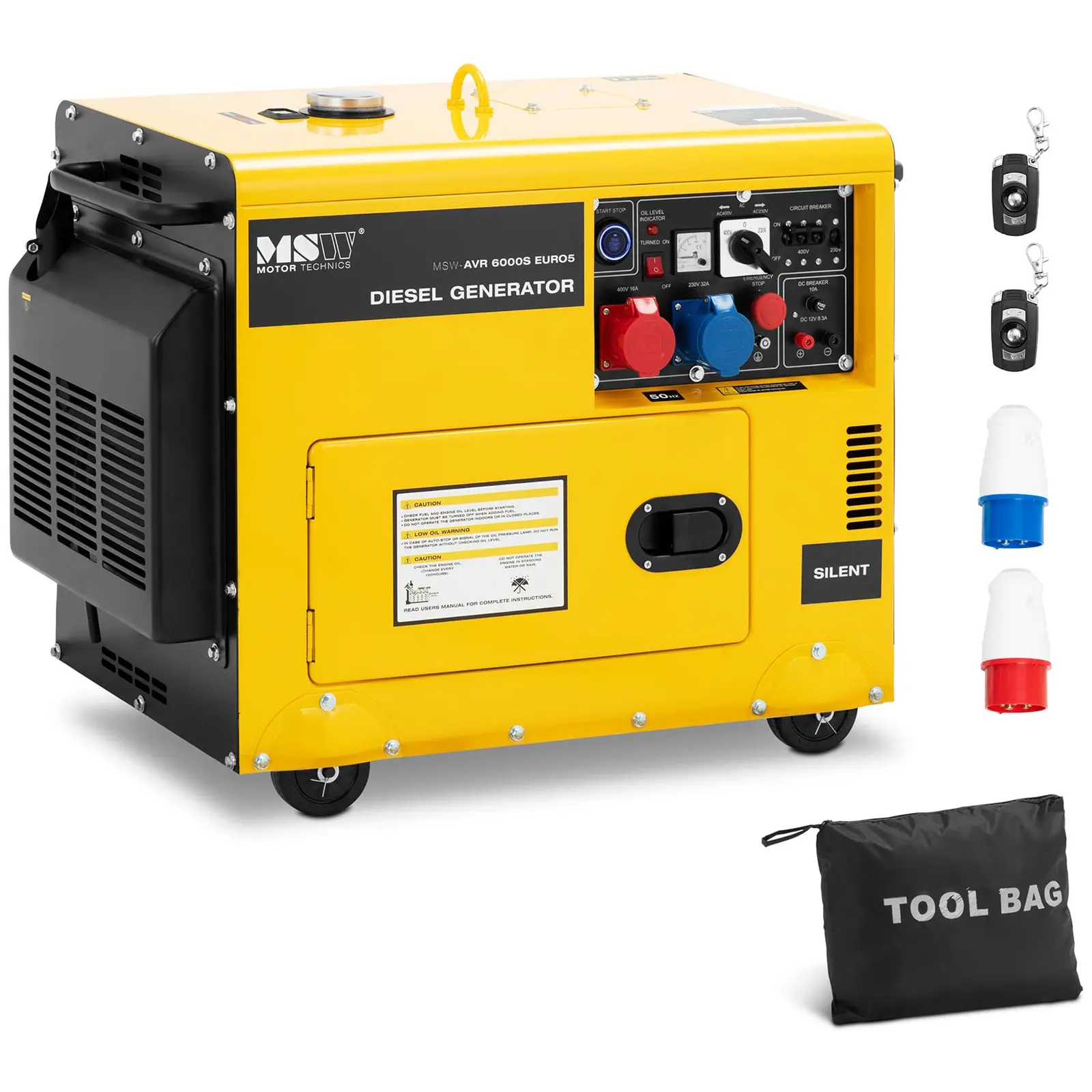 Dizelski generator - 5100 / 6000 W - 16 L - 240/400 V - mobilni - AVR - Euro 5