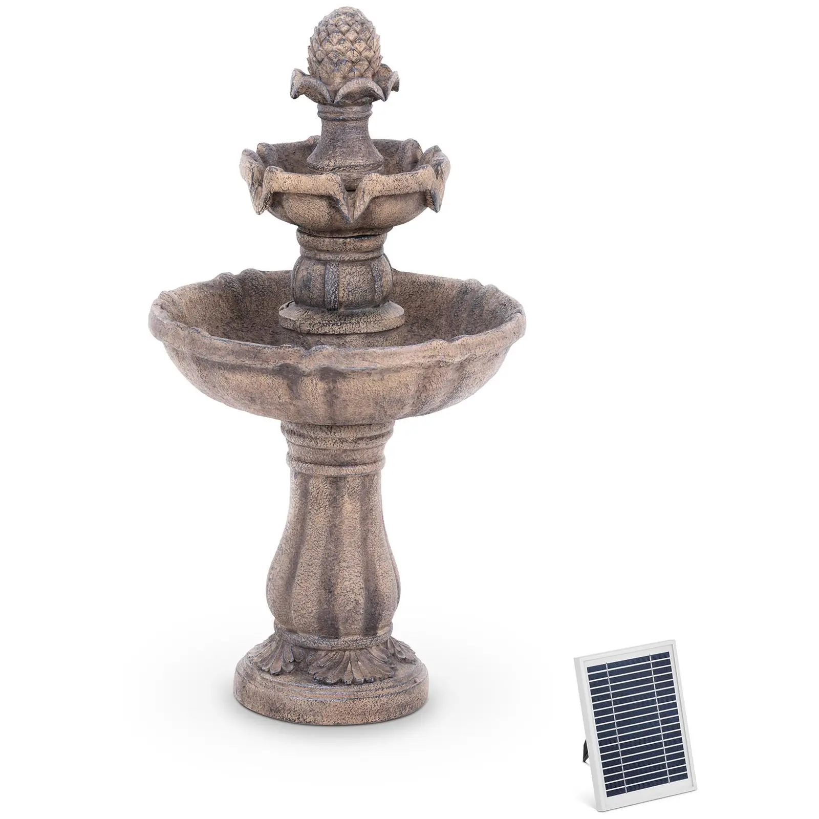 Solarna vrtna fontana - 2 razine s čunjevima - kupka za ptice
